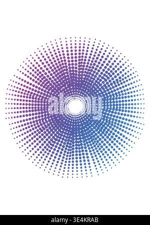 Circular gradient pattern with dots transitioning from purple to blue. Stock Vector