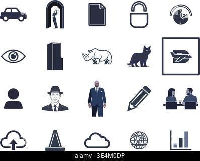 "A premium, extensive collection of professional vector line and glyph icons specifically curated for diverse business, modern technology Stock Vector