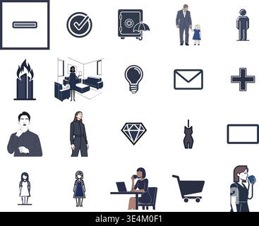 "A premium, extensive collection of professional vector line and glyph icons specifically curated for diverse business, modern technology Stock Vector