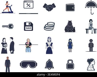 "A premium, extensive collection of professional vector line and glyph icons specifically curated for diverse business, modern technology Stock Vector