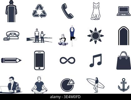 "A premium, extensive collection of professional vector line and glyph icons specifically curated for diverse business, modern technology Stock Vector