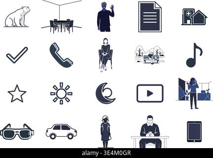 "A premium, extensive collection of professional vector line and glyph icons specifically curated for diverse business, modern technology Stock Vector