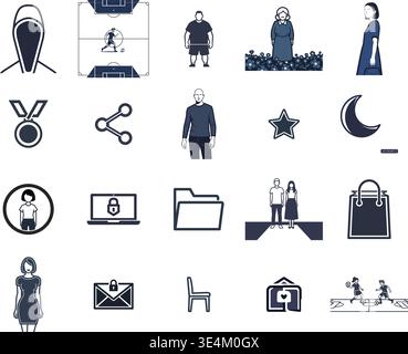 "A premium, extensive collection of professional vector line and glyph icons specifically curated for diverse business, modern technology Stock Vector