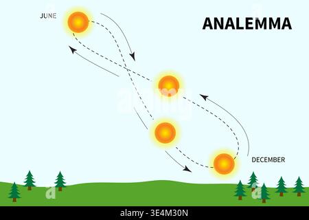 Analemma Sun Position on the Sky Illustration Stock Vector