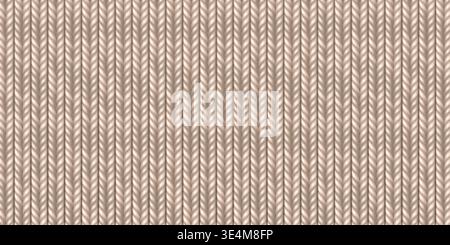 Wool knit sweater pattern with detailed textile texture, realistic vector background. Seamless winter fabric bg, cotton cable-knit design, plaid material in warm beige tones. Stock Vector