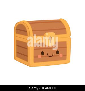 Vector gold money and chest box icon with wood illustration vintage. Pirate isolated old and vector treasure wooden with cartoon coin gold. Retro Stock Vector