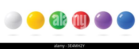3d color spheres. Realistic glossy balls vector isolated set. Stock Vector