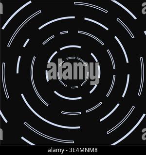 Abstract futuristic digital background with dash round lines. Vector digital technology geometric striped pattern. Science data network circle print Stock Vector