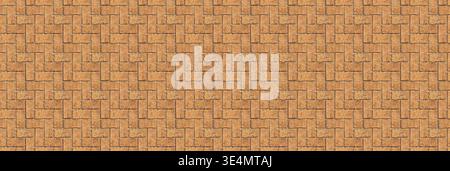 Brick paving stone pattern. Seamless sidewalk texture. Buff brown patio driveway blocks. Stock Photo