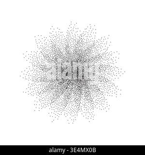 Geometric form sand effect stipple textured shapes vector illustration, round confetti dots grunge pattern. Abstract ornament festive template concept, speckled chaotic particles, geometric image Stock Vector