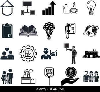 Business and Growth Icons Set Stock Vector