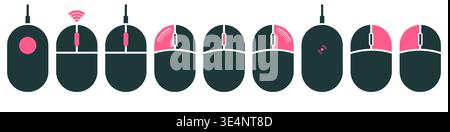 Evolution of computer mouse icon sequence. Vector illustration on transparent background Stock Vector