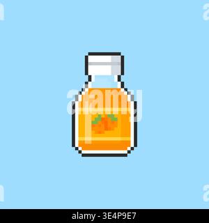 Pixel art Orange Juice Bottle game asset design Stock Vector