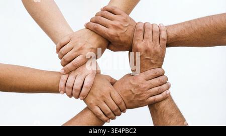 Hand chain showing unity freedom Stock Photo