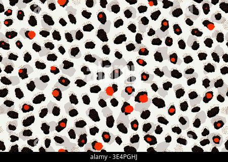 Animal print seamless pattern with irregular ink spots on white background Stock Vector