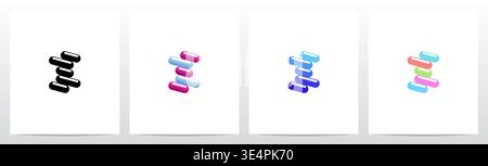 Rounded Edge Diagonal Lines Letter Logo Design I Stock Vector