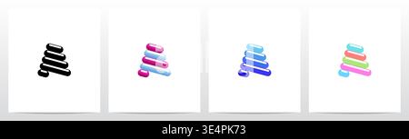 Rounded Edge Diagonal Lines Letter Logo Design A Stock Vector