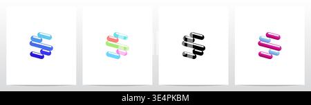 Rounded Edge Diagonal Lines Letter Logo Design S Stock Vector
