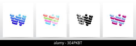 Rounded Edge Diagonal Lines Letter Logo Design W Stock Vector