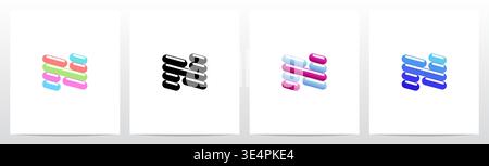 Rounded Edge Diagonal Lines Letter Logo Design N Stock Vector