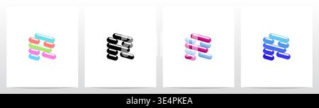 Rounded Edge Diagonal Lines Letter Logo Design R Stock Vector