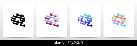 Rounded Edge Diagonal Lines Letter Logo Design Q Stock Vector