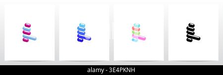 Rounded Edge Diagonal Lines Letter Logo Design L Stock Vector
