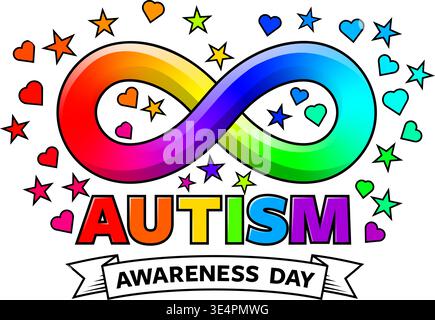 Autism Awareness Day Rainbow Infinity Symbol Stock Vector