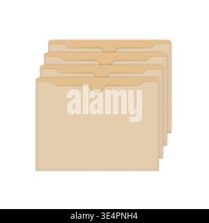 Blank empty manila file jackets row, vector mockup. Flat document envelopes for letter size paper, template Stock Vector