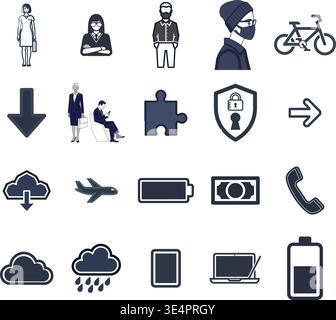 "A premium, extensive collection of professional vector line and glyph icons specifically curated for diverse business, modern technology Stock Vector