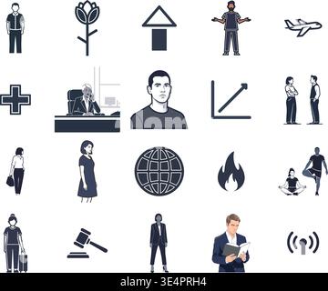 "A premium, extensive collection of professional vector line and glyph icons specifically curated for diverse business, modern technology Stock Vector