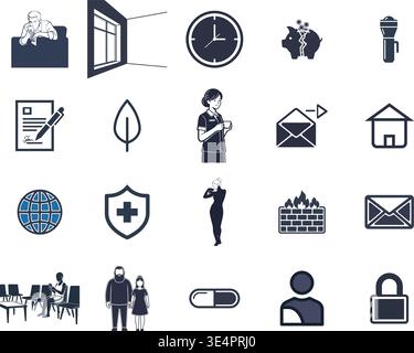 "A premium, extensive collection of professional vector line and glyph icons specifically curated for diverse business, modern technology Stock Vector