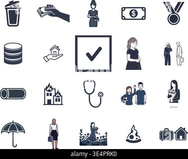 "A premium, extensive collection of professional vector line and glyph icons specifically curated for diverse business, modern technology Stock Vector