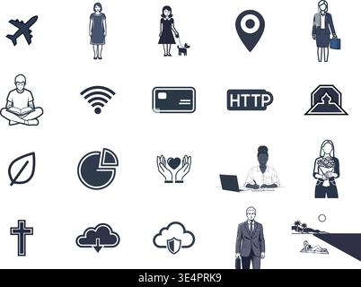 "A premium, extensive collection of professional vector line and glyph icons specifically curated for diverse business, modern technology Stock Vector