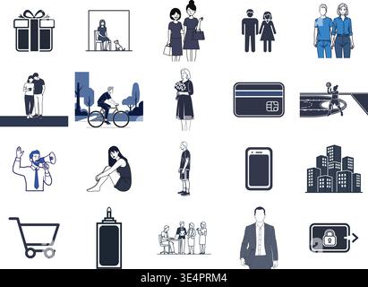 "A premium, extensive collection of professional vector line and glyph icons specifically curated for diverse business, modern technology Stock Vector