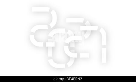 Minimal abstract composition forming the number 2027 from rounded segments in a soft monochrome style with subtle shadows, symbolizing the New Year. Stock Vector