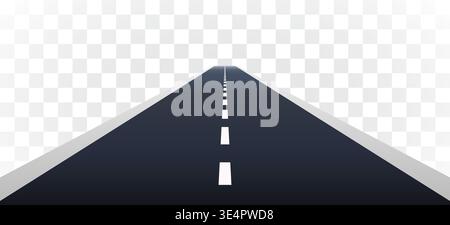 Perspective view of a straight road on a transparent background. Ideal for themes of travel, journey, or future. Vector illustration Stock Vector