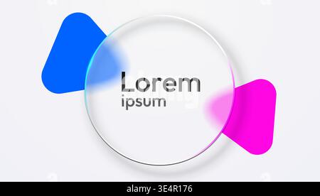 Abstract background with frosted glass circle and blurred colorful shapes. Modern design. Vector illustration. Stock Vector