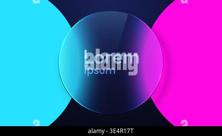 Abstract glassmorphism background with vibrant neon color circles. A modern design featuring a translucent central element. Vector illustration Stock Vector