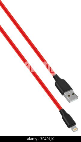 High-speed charging cable for phones with USB and Type-C, on a white background with insulation Stock Photo