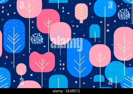 Seamless vector pattern with Conifer and deciduous Tree on a white background Stock Vector