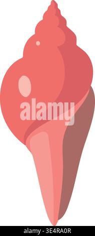 Simple illustration of a pink soft serve ice cream swirl in a pointed cone with smooth layered curves. Stock Vector