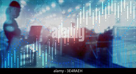 Market Performance Visualization with Financial Data and Business Analytics. Stock Photo