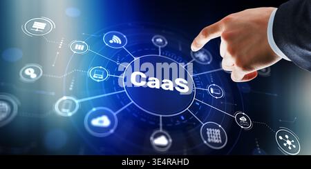 CaaS solutions with automated container orchestration and cloud infrastructure optimization. Stock Photo