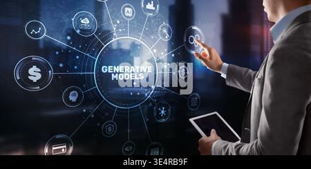 Artificial Intelligence Generative Models with Data Creation Neural Networks Machine Learning and Advanced Computing Technology. Stock Photo