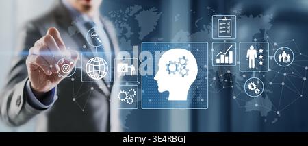 Data Driven Decision Making and Business Analytics Visualization with Human Thinking Concept. Stock Photo
