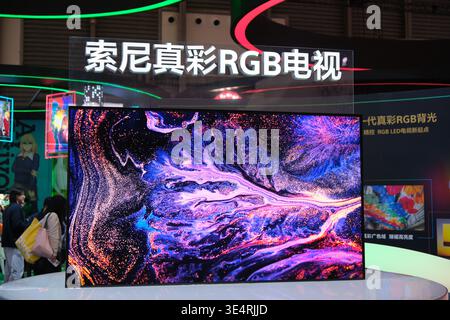 Shanghai,China-March 14th 2026: Sony True Color RGB TV at the AWE exhibition Stock Photo
