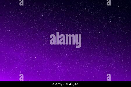 Space background with glowing stars. Purple cosmos texture with gradient. Cosmic galaxy wallpaper. Realistic color nebula. Dreamy celestial atmosphere Stock Vector
