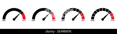 Gauge Meter Icon. Speedometer Icon. Tachometer or Odometer Display. Vector Illustration. Stock Vector