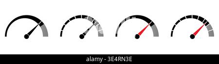 Gauge Meter Icon. Speedometer Icon. Tachometer or Odometer Display. Vector Illustration. Stock Vector